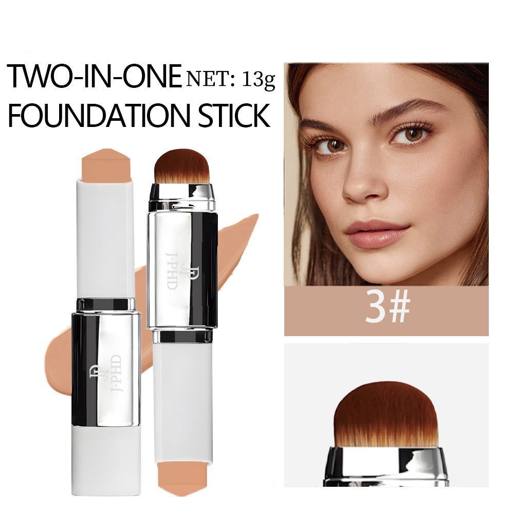 Spot Goods J-PHD 2-in-1 Foundation Stick13g Double-ended lightweight concealer foundation with brush, natural finish