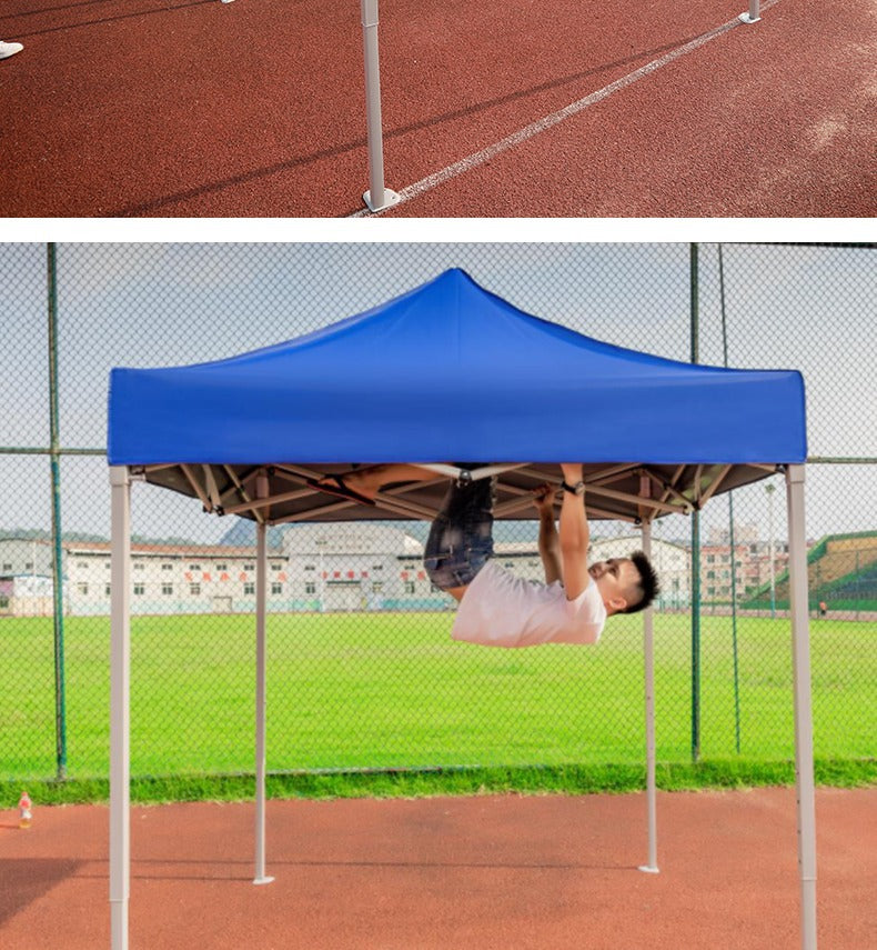 Outdoor Four-Legged Advertising Tent with Printed Text, Retractable Folding Sunshade Large Umbrella, Four-Corner Rainproof and Sunproof Shelter for Stall Use