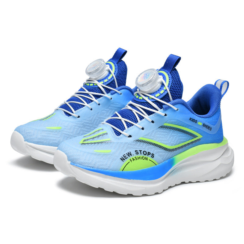Spring and Summer New Children's Comfortable Breathable Button Running Shoes Fashionable Casual Kids Shoes Non-Slip Wear-Resistant Boys' Sports Shoes