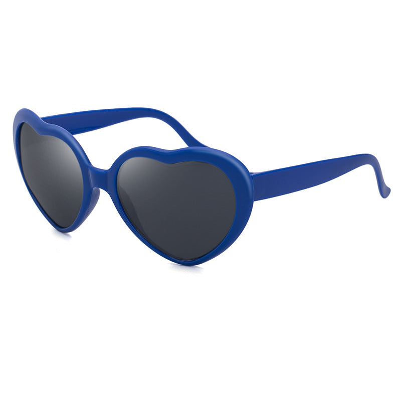 Light Changing Heart Romantic Glasses Night Internet Celebrity Same Style Sunglasses Trendy Heart Sunglasses Stage Performance
