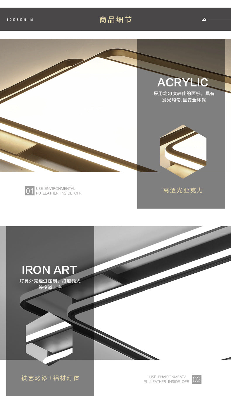 Wholesale led Ceiling Lamp Simple Modern Elegant Home Bedroom Living Room Light2025New Year's Rectangular Light Fixture