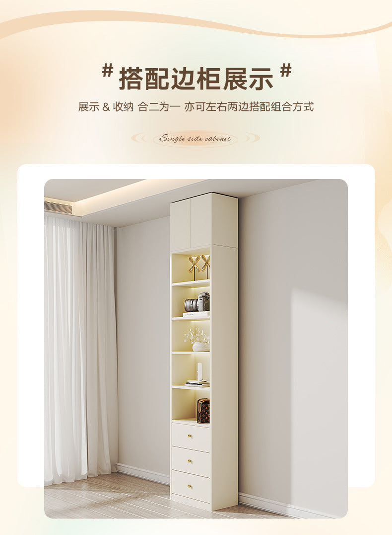 Modern Minimalist Sliding Door Wardrobe Corner Desk Integrated Combination Elevated Cabinet Top Master Bedroom Home Bedroom Wardrobe