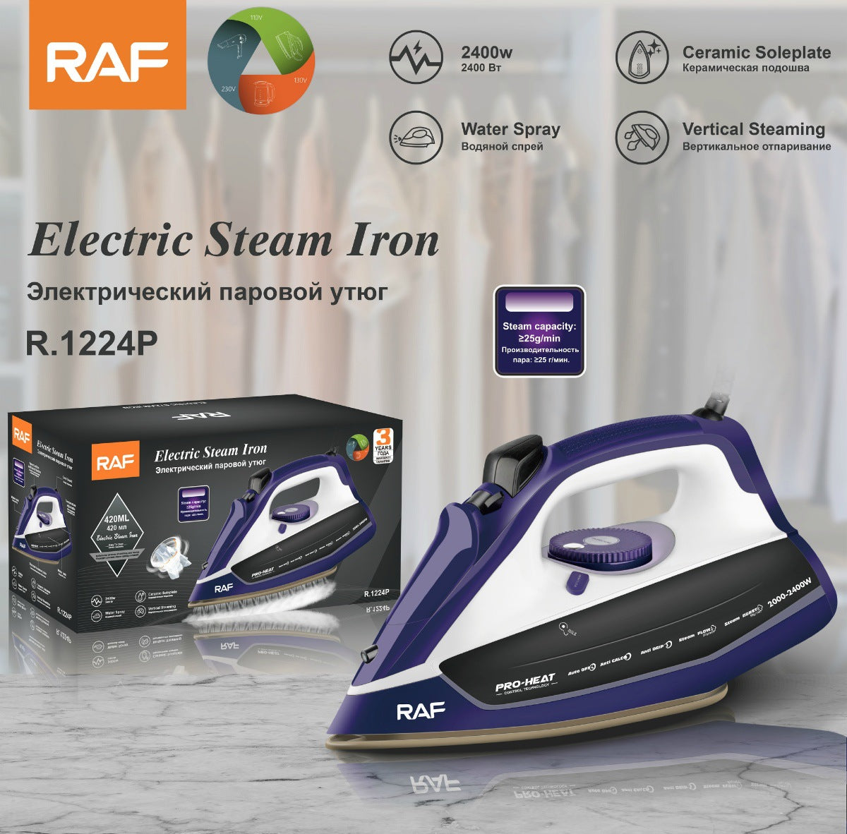 RAF EU Standard Handheld Electric Iron Household Small Portable Steam Iron Handheld Ironing Machine