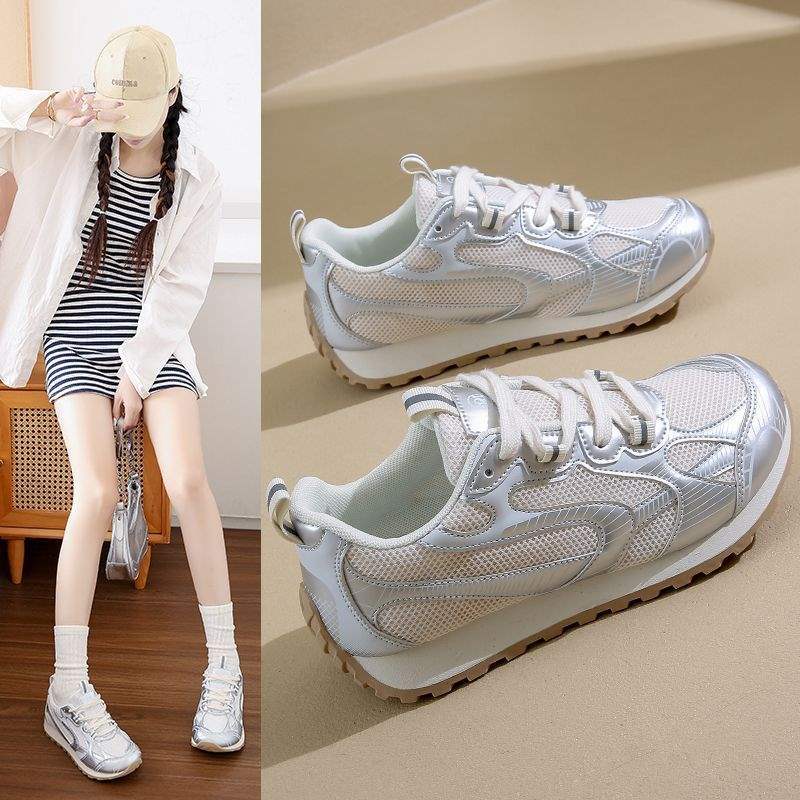 German Training Shoes Women's Shoes2025Spring New Casual Sports Running Shoes Lightweight Forrest Gump Shoes Versatile White Sneakers Mesh Shoes