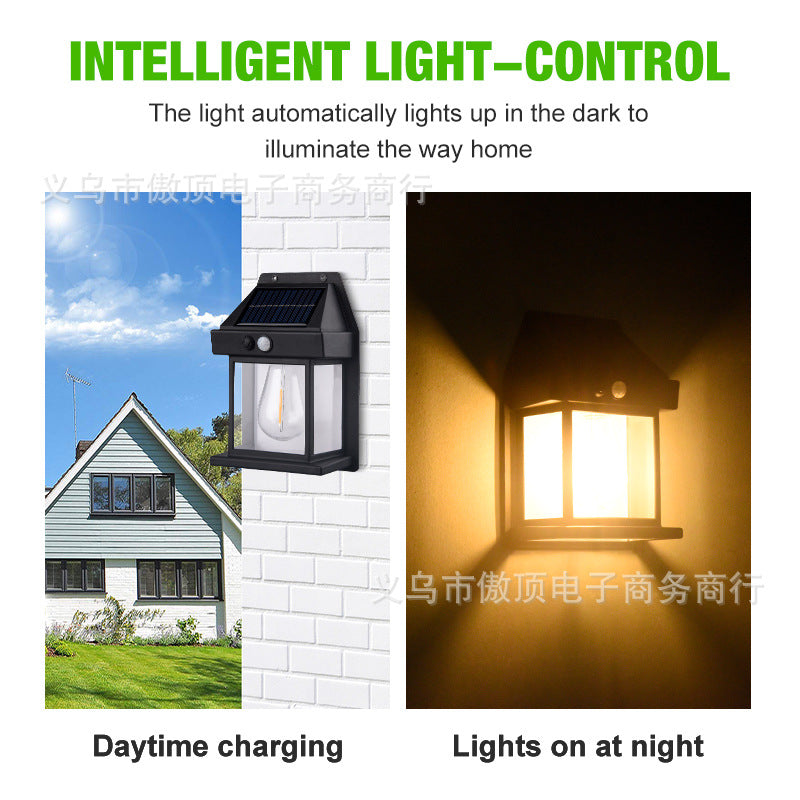 New Solar Light Outdoor Human Body Sensor Light Waterproof Street Light Tungsten Wall Light Garden Courtyard Night Light