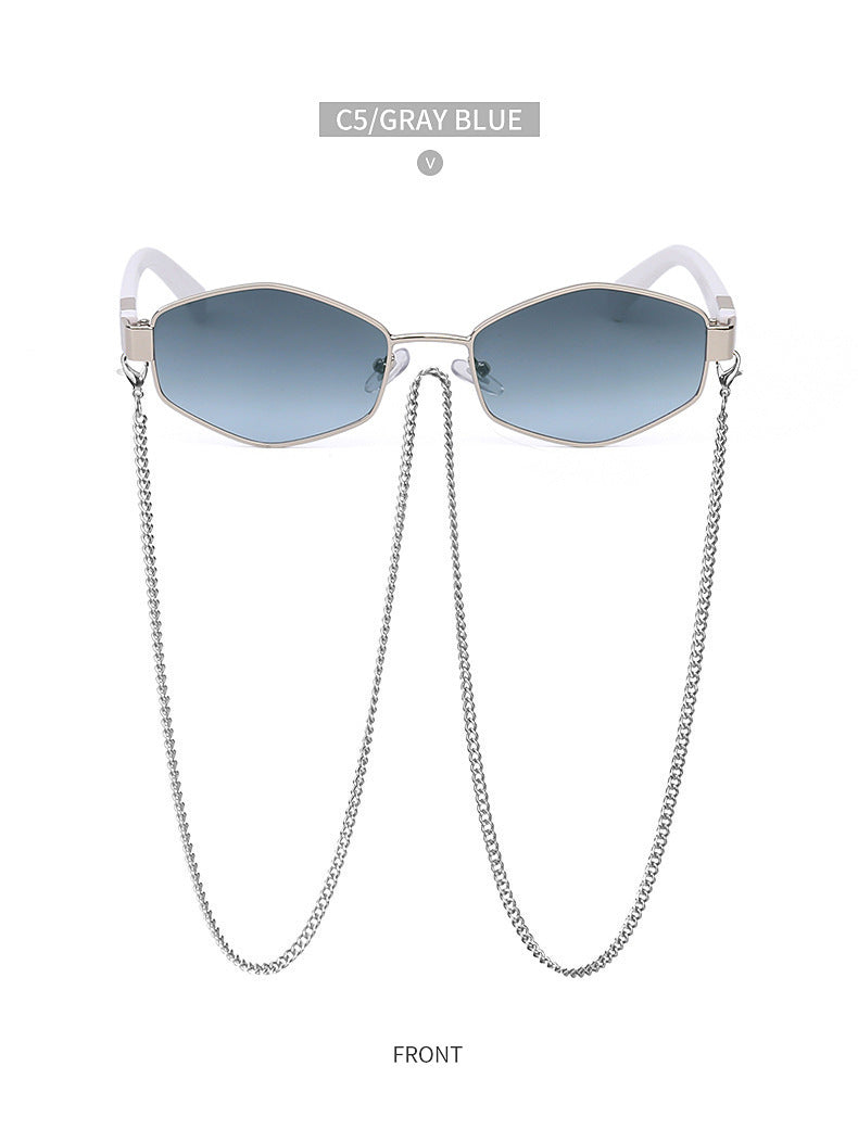 New Women's Sunglasses Fashion Chain Personality Round Frame Korean Style Sunglasses Wholesale Glasses sunglasses