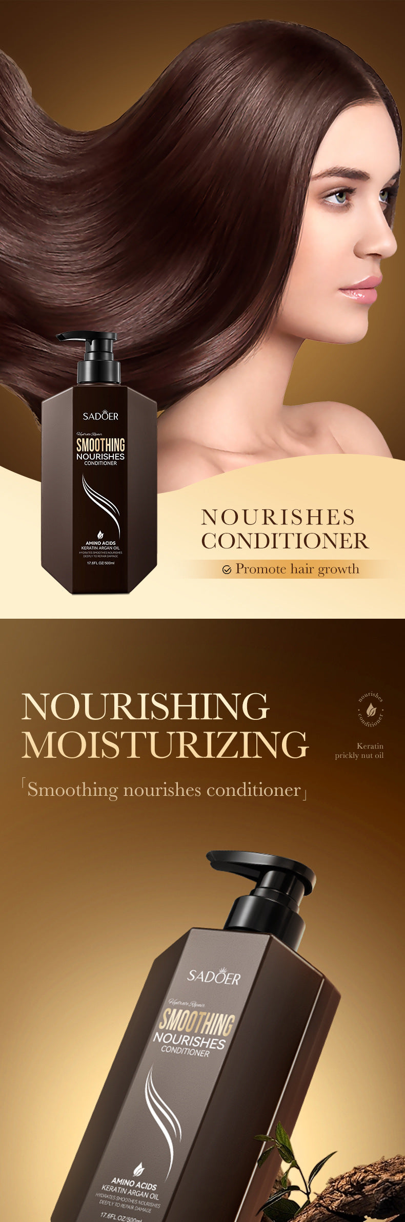 Hair Conditioner500ml SADOER Moisturizing and Smoothening Conditioner to Improve Split Ends Cross-Border Wholesale