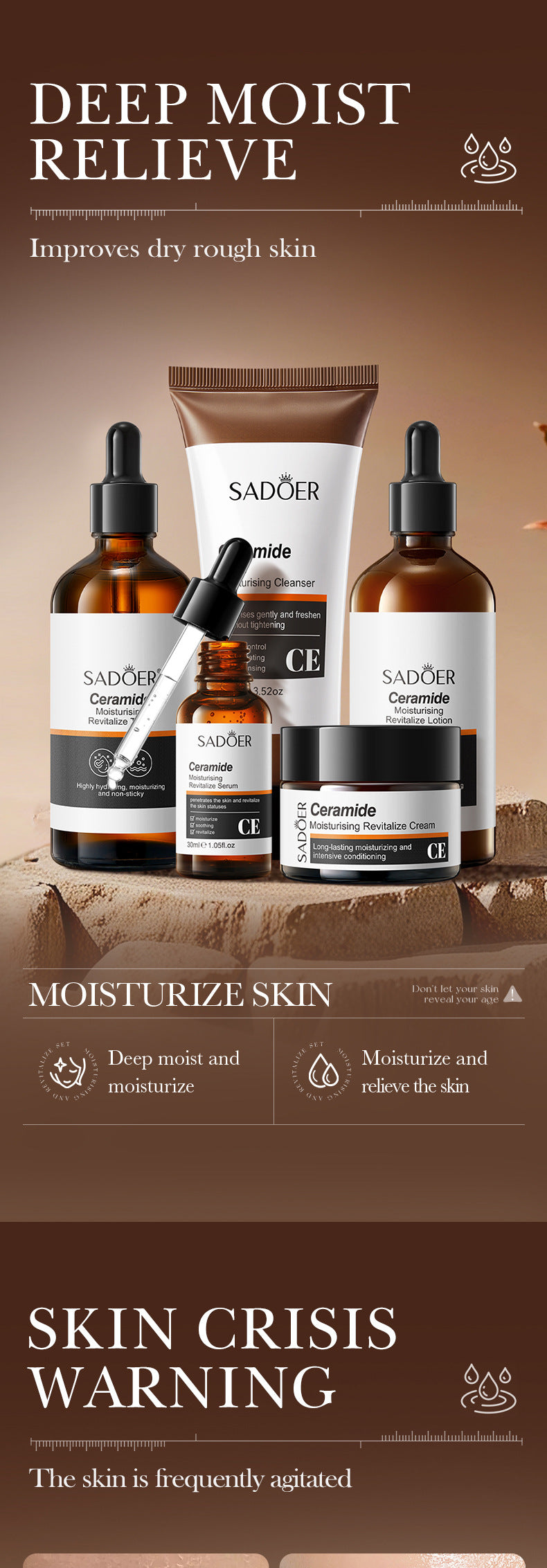 Ceramide Moisturizing and Brightening Set SADOER Moisturizing and Hydrating Set Box Cross-Border Wholesale