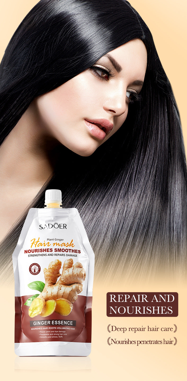Full English Ginger Hair Mask350g SADOER Smooth Nourishing Repair Moisturizing Hair Mask  Wholesale