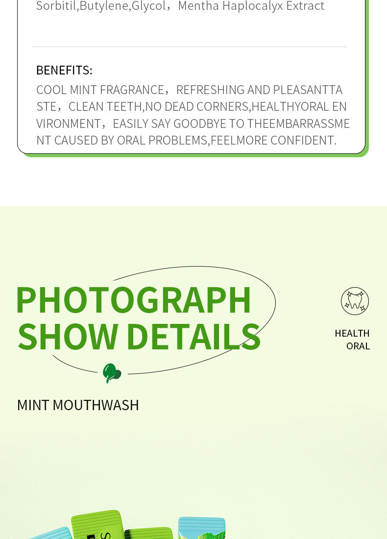 Full English Mouthwash Box Set SADOER Disposable Portable Oral Cleaning Care  Foreign Trade Wholesale