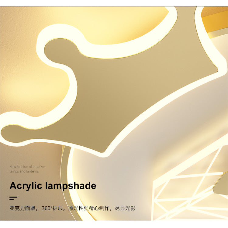 Children's Room Crown Ceiling Lamp led Room Bedroom Lamp Iron Art Boys Girls Energy-saving Eye Protection Cartoon Lamp Wholesale