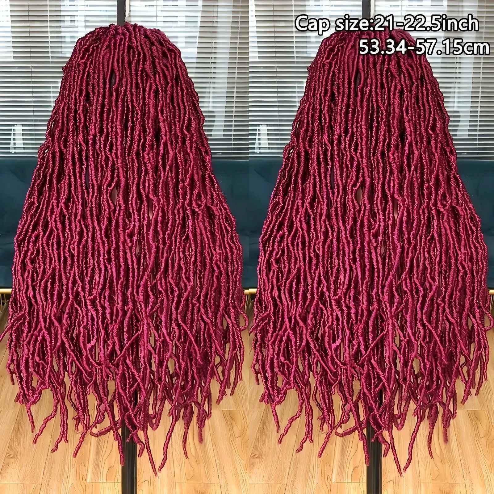 Foreign Trade Cross-Border European American African Wig Synthetic Full Lace Earthworm Curved Head Wig Faux Locs Full Lace