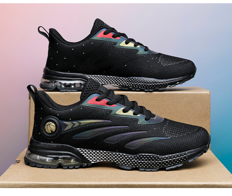 Men's Sports Casual Shoes Marathon Extra Large Size Cushion Shoes Flyknit Four Seasons Rubber Wear-resistant Non-slip Sports Shoes