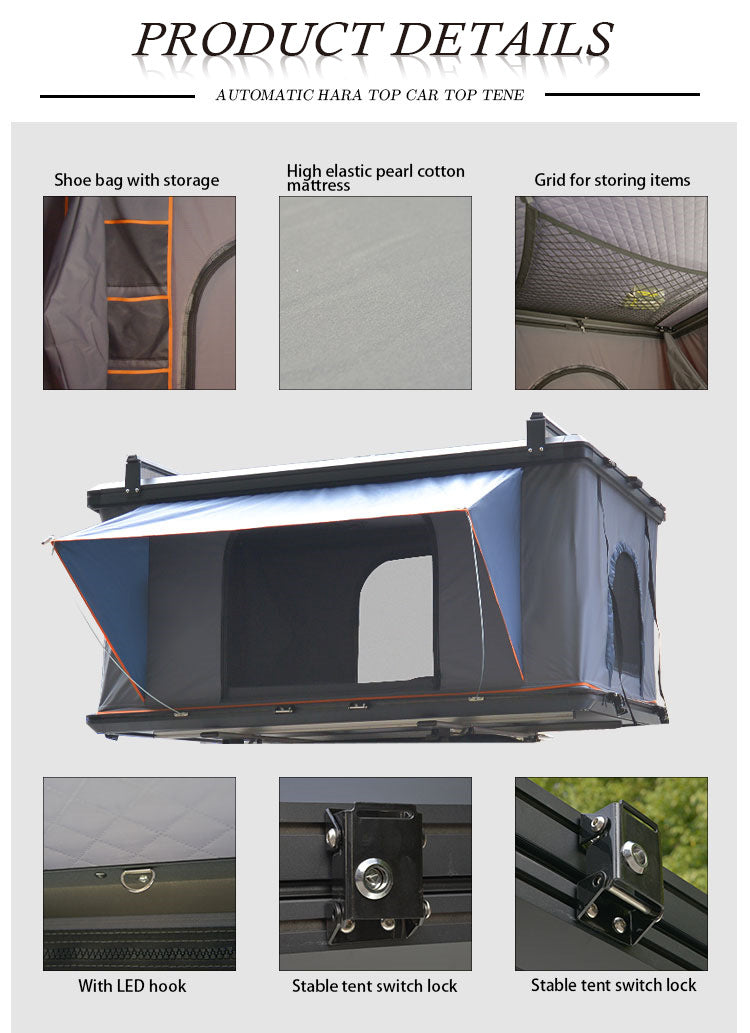 Aluminum Alloy Hard Top Car Roof Tent Double Person Rainproof Thickened Outdoor Camping Equipment SUV Universal Car Tent