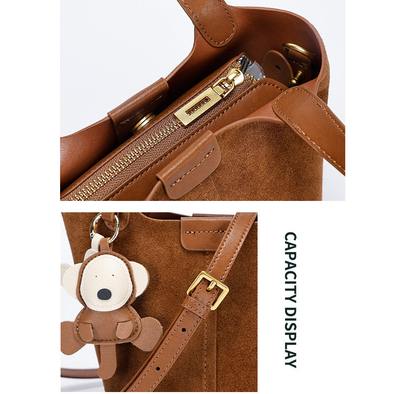 European and American Retro Melad Niche Matte Handheld Bucket Bag Fashion Women's Bag Light Luxury Single Shoulder Crossbody Bag