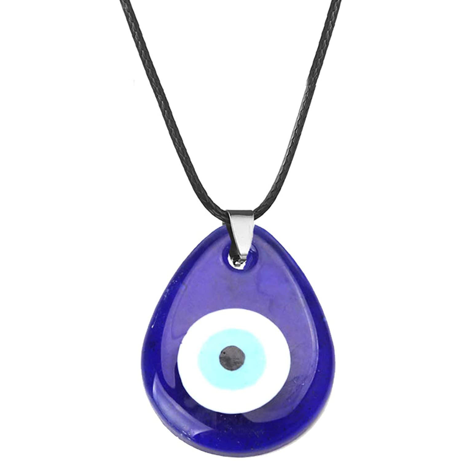Devil's Eye Necklace European and American Wax Rope Necklace Turkish Blue Eye Women's Round Water Drop Necklace