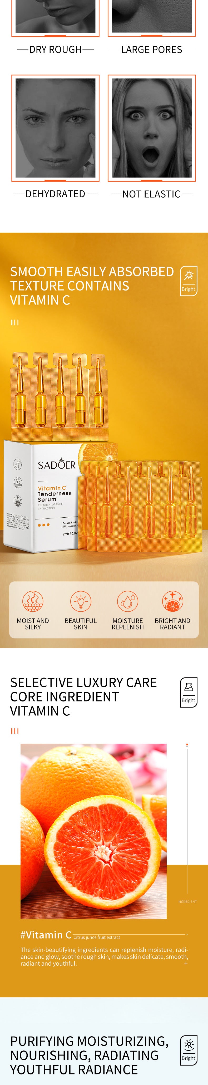 Vitamin C Skin Care Essence SADOER Moisturizing and Hydrating Wholesale for Cross-Border Trade