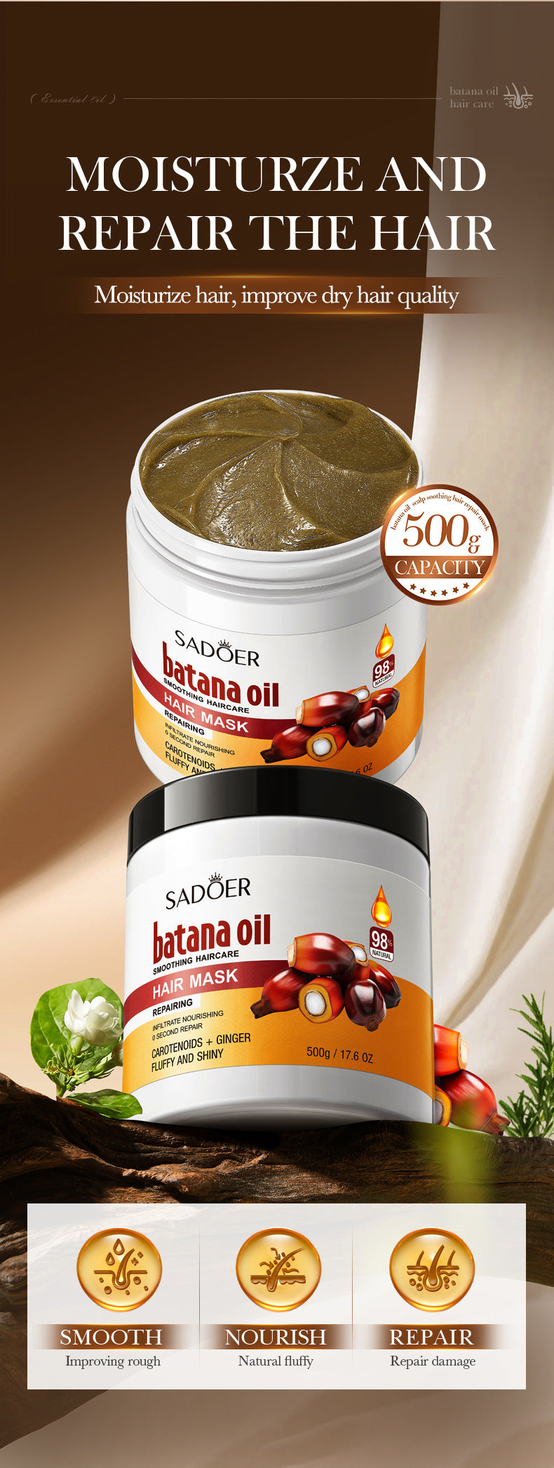 Batahana Hair Mask SADOER Scalp Soothing Smooth Conditioner Cross-Border Wholesale