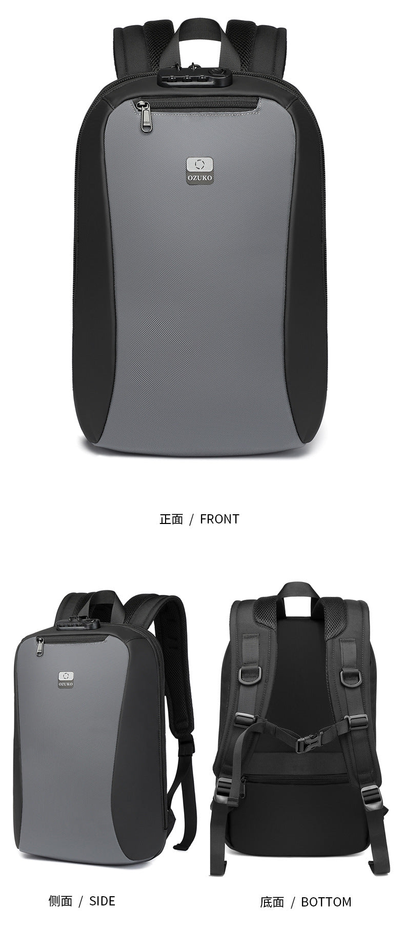 ozuko New Business Backpack Commuting Fashion Student School Bag Casual Waterproof Computer Backpack backpack