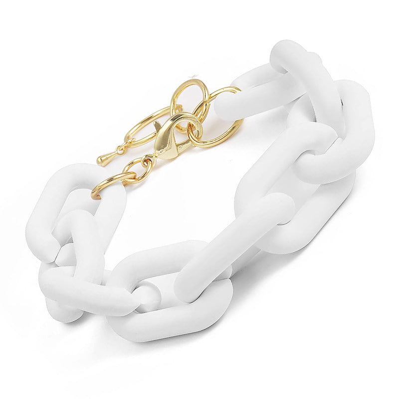 U Chain Bracelet for Women DIY Colorful Simple Resin Bracelet Lobster Clasp Extension Chain Resin Chain Bracelet