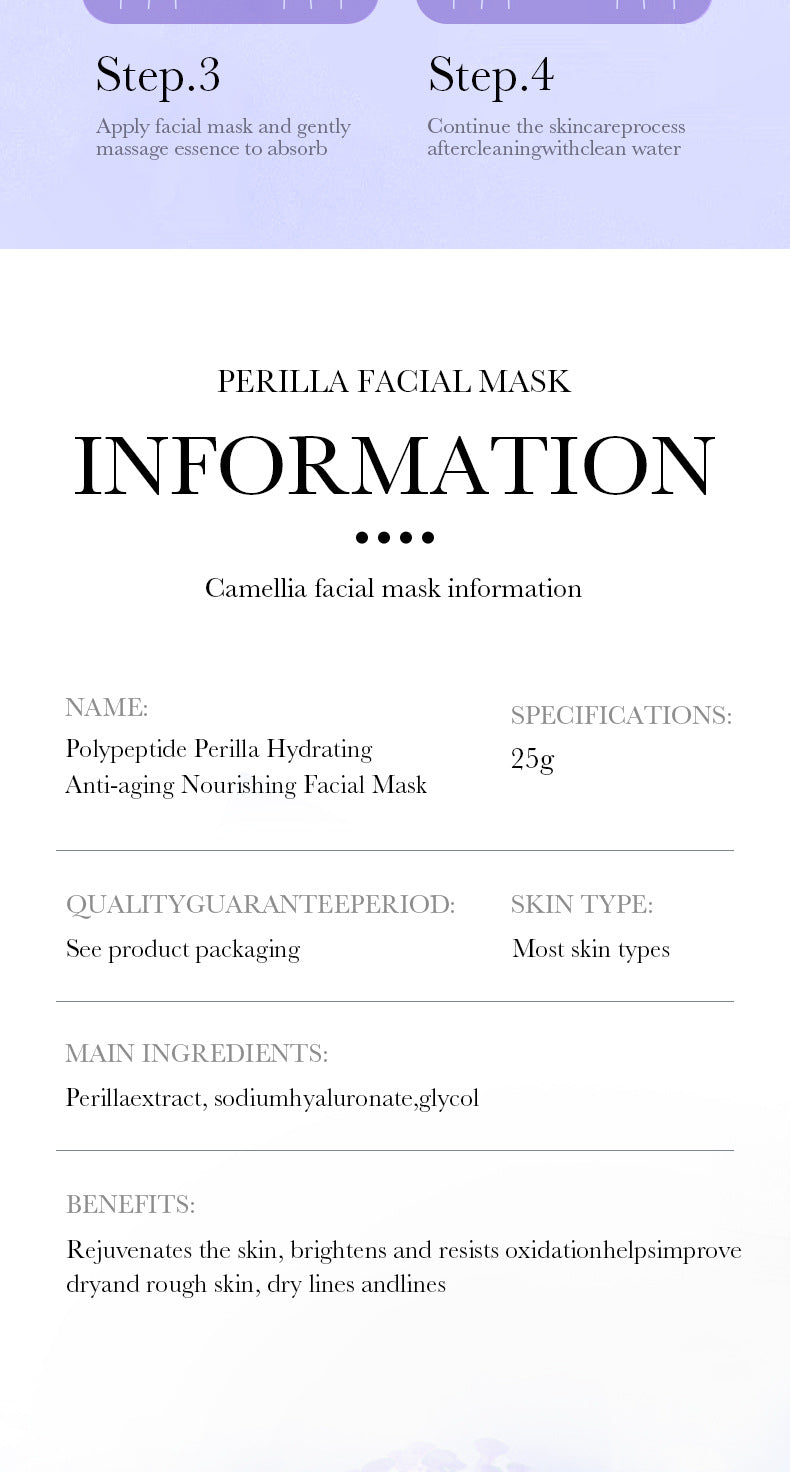 Perilla Mask25g BIOAOUA Polypeptide Hydrating Moisturizing Tablets for Cross-Border Wholesale