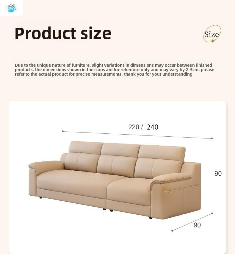 2025Light Luxury Minimalist Genuine Leather Sofa Modern First Layer Cowhide Straight Row Italian Style Small Apartment Living Room Minimalist