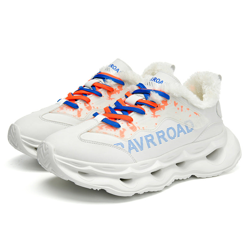 Winter New Ultra-fiber Leather Waterproof Fashion Casual Sports Shoes with Fleece Lining Warm Men's Shoes Non-slip Wear-resistant Running Shoes