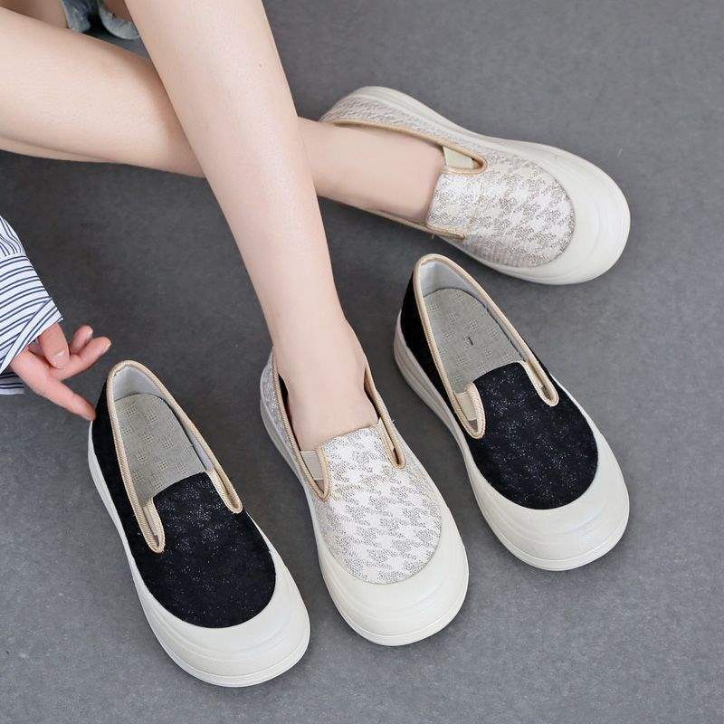 Lightweight Canvas Shoes for Women Casual Shoes2025Spring and summer breathable lace fisherman shoes versatile ultra-soft slip-on