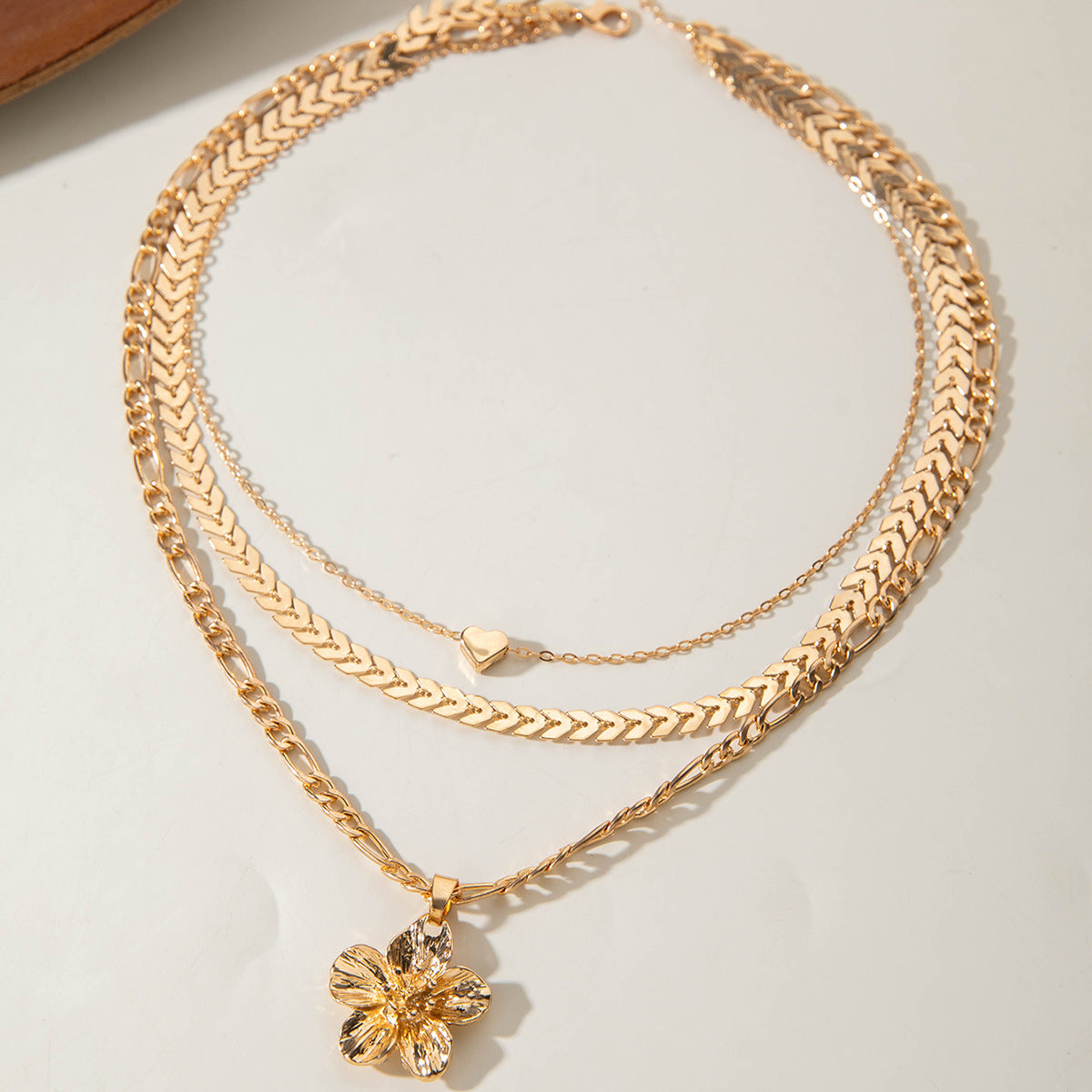 European and American Fashion Collarbone Chain Round Pendant Tassel Multi-layer Stacking Necklace Layered One-word Necklace3Set