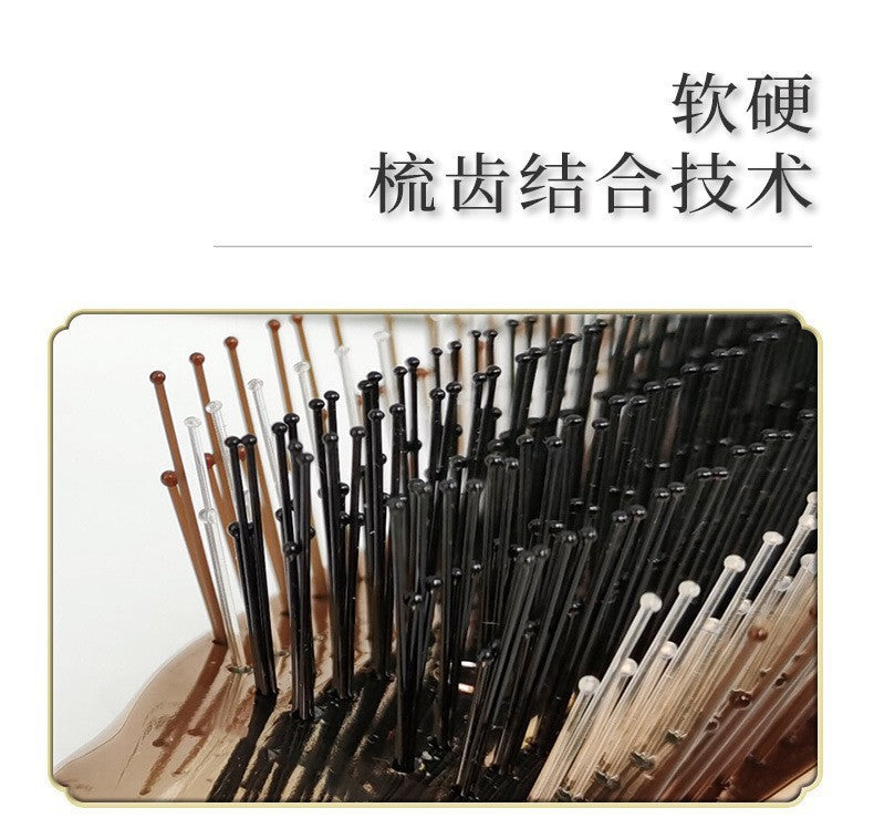 Cross-Border Meridian Fluffy Scalp Cleaning Care Comb High Low Comb Teeth Dry Wet Dual-Use Smooth Hair Fine Needle Electroplated Massage Comb