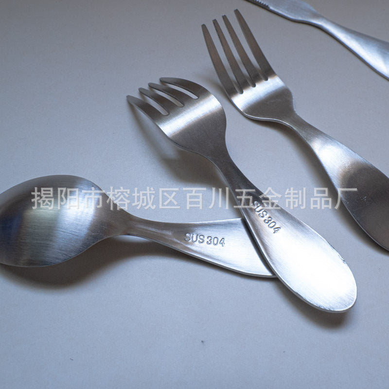 1-5Recommended for One-Year-Olds: Short Wide-Handle Toddler Spoon for Kindergarten, Milk Powder, Dessert Spoon, and Fork304Stainless Steel Dinner Knife