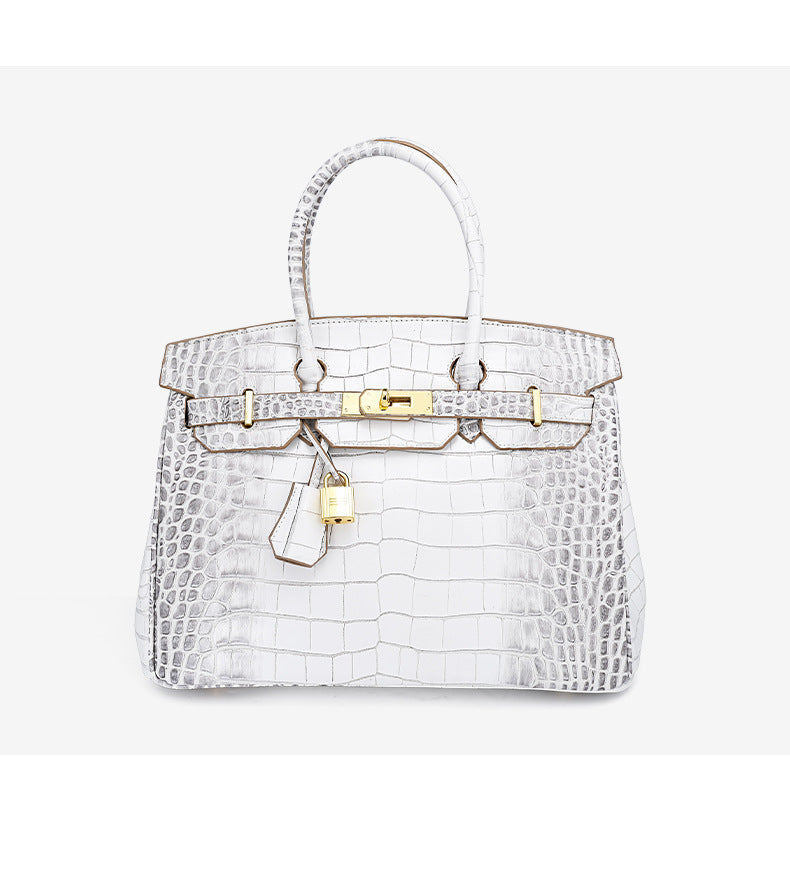 European and American New Style Platinum Bag Crocodile Pattern Women Genuine Leather High-end Fashion Women's Bag Single Shoulder Crossbody Large Capacity Handbag