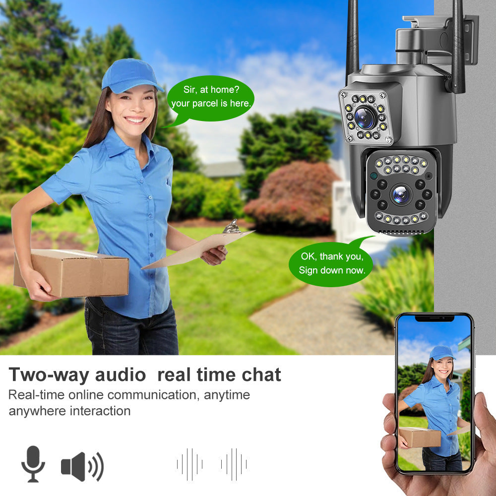 V380Outdoor surveillance camera for home use with dual screen and wireless dual lens WiFi Remote HD Dome Camera Night Vision