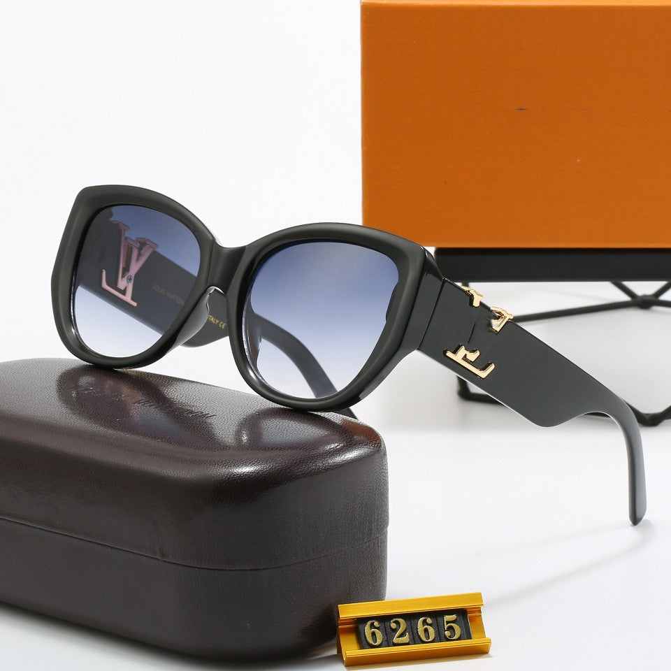 Purchasing Agent Level Lujia Sunglasses6265Fashionable Personality Large Frame Cat Eye Black Sunglasses UV Protection