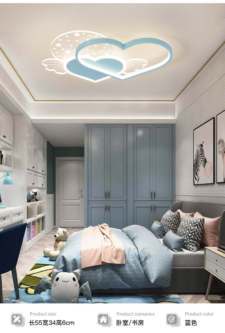 Cozy Eye Protection Bedroom Lamp led Simple Ceiling Light for Boys and Girls Princess Room Bedroom Creative Double Heart Lamp