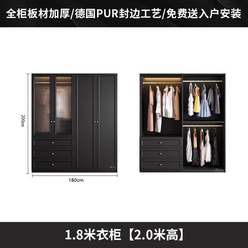 Vintage Style Wardrobe Black Cabinet Wardrobe for Home Bedroom Small Apartment Modern Simple Side Cabinet Top Cabinet Furniture Wardrobe