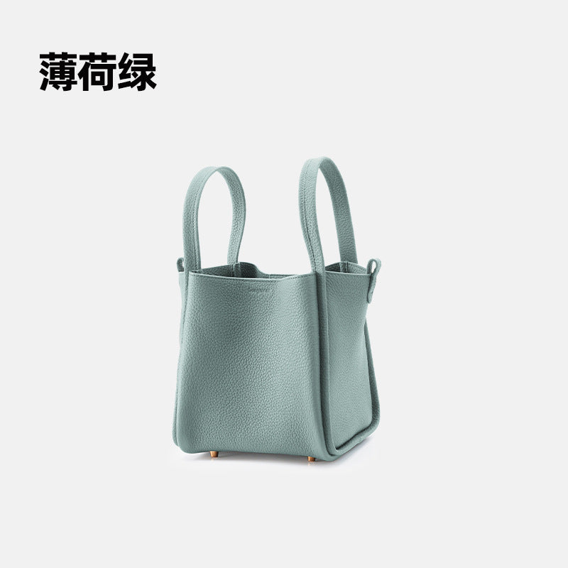 Medium Size Basket Series Women's Bag Top Layer Cowhide Fashion Women's Bag Large Capacity Shoulder Bag Crossbody Handbag Bucket Bag