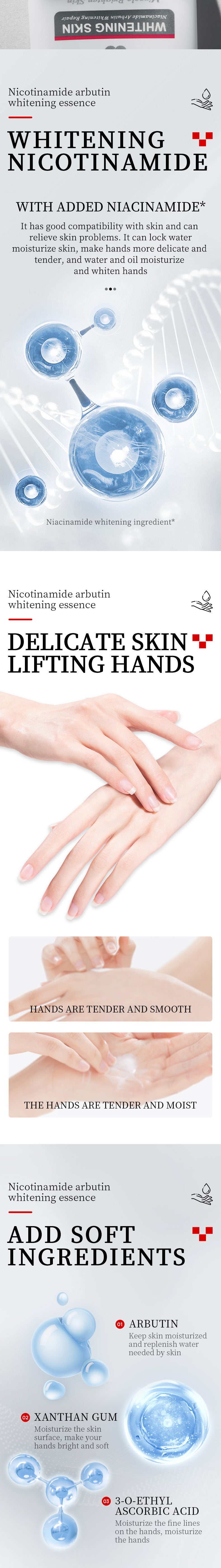 Full English Whitening Hand Cream SADOER Niacinamide Arbutin Skin Rejuvenation Moisturizing Hand Cream  Wholesale