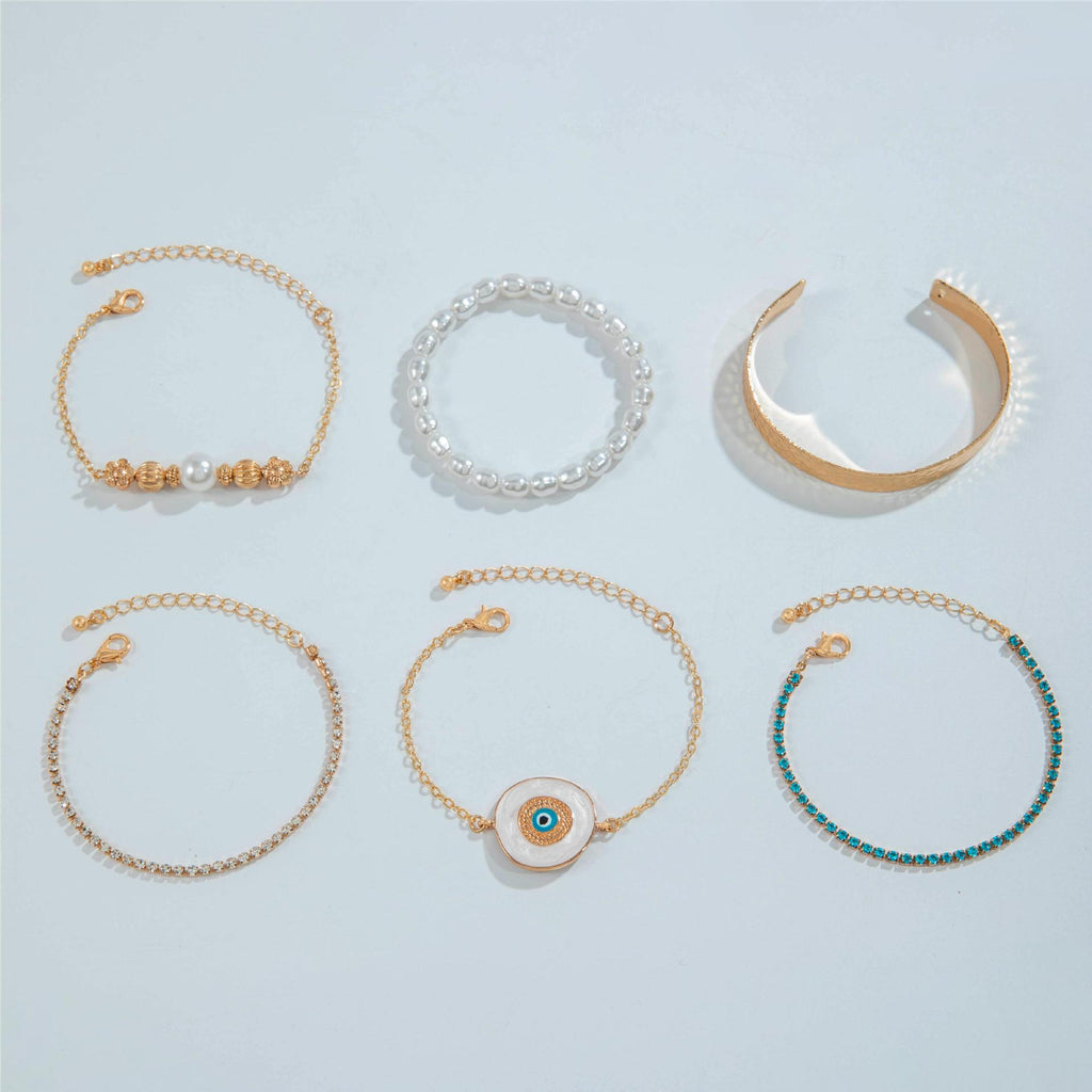 European and American Style Bracelet Bohemian Devil's Eye Bracelet Design Sense Inlaid Diamond Oil Drop Exaggerated Bracelet Set