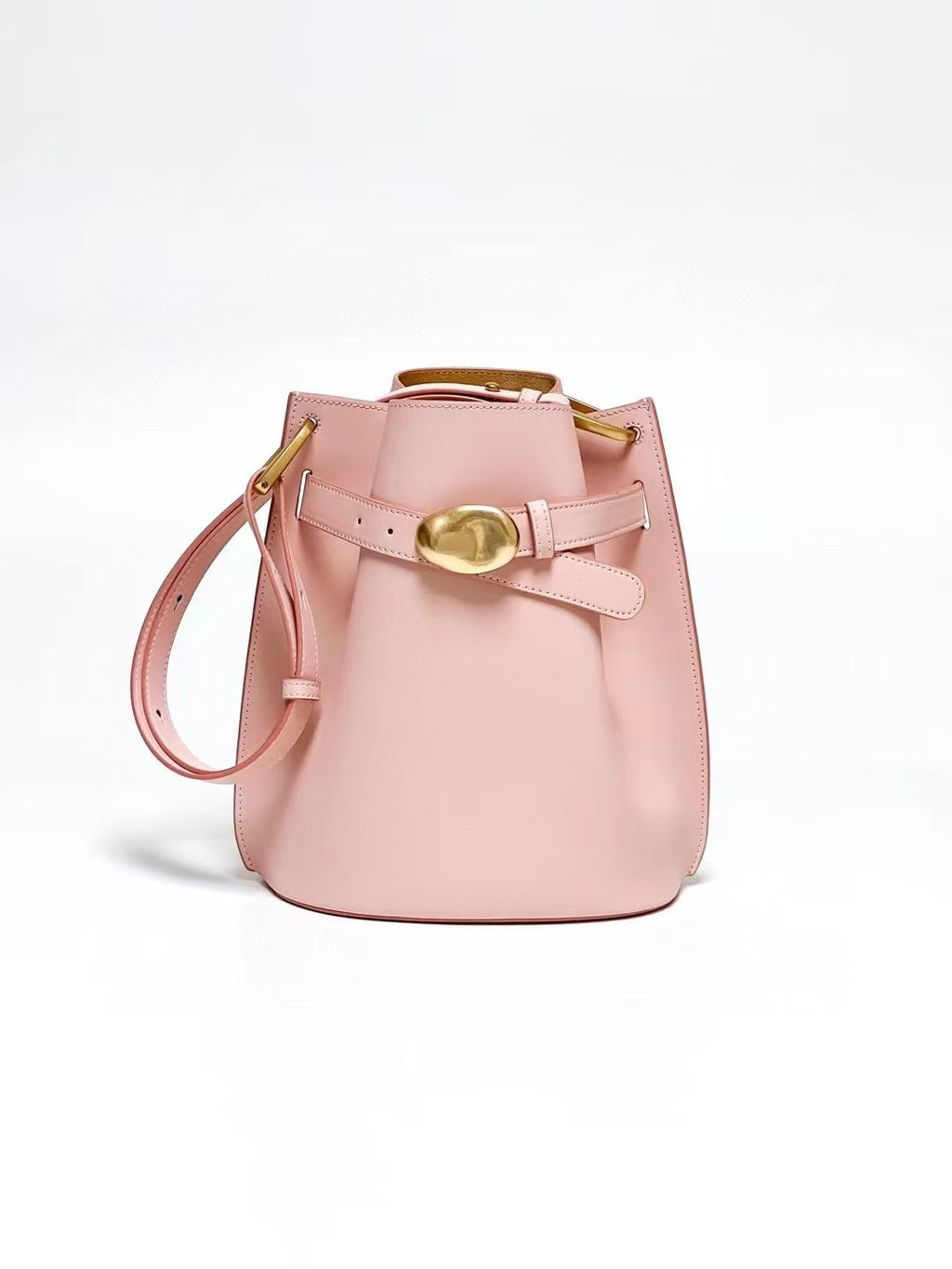 Frosted Leather Bucket Bag Genuine Leather Korean Style Versatile Niche Design Light Luxury Handbag Single Shoulder Crossbody Women's Bag Large Capacity