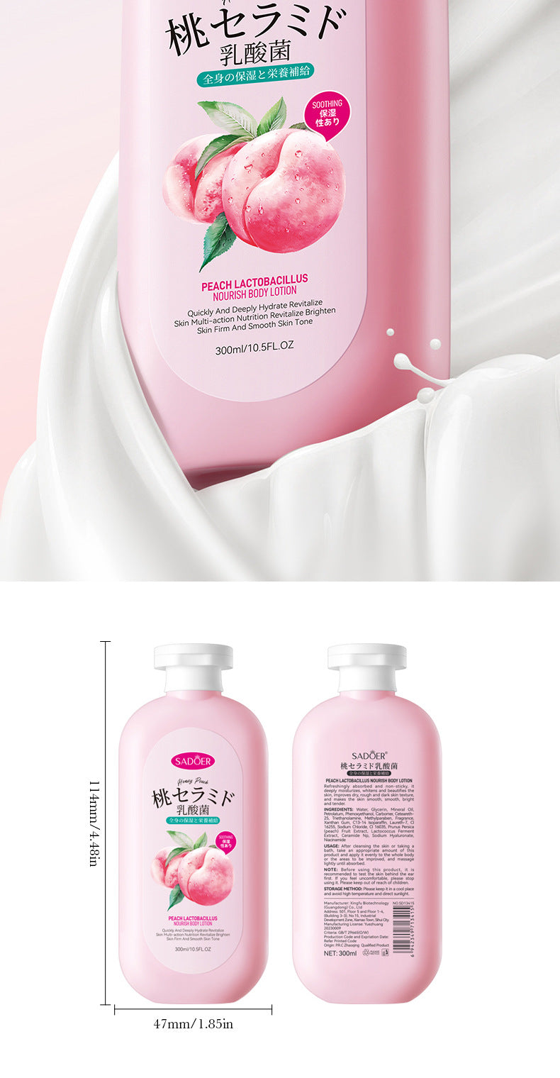 Peach Lactobacillus Body Lotion SADOER Autumn and winter moisturizing body cream cross-border foreign trade wholesale