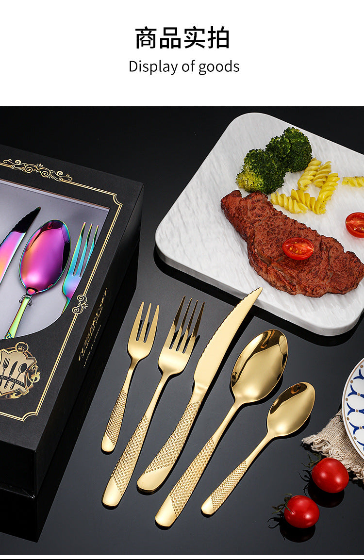 New Hot Selling Stainless Steel Star Diamond Tableware Knife, Fork and Spoon40Set20Set of Steak Knives and Forks