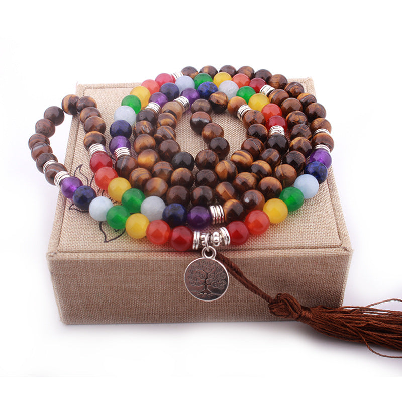 108Pink Quartz Bracelet Lotus Pendant Necklace Bracelet Buddhist Bead Necklace Factory Direct Sale