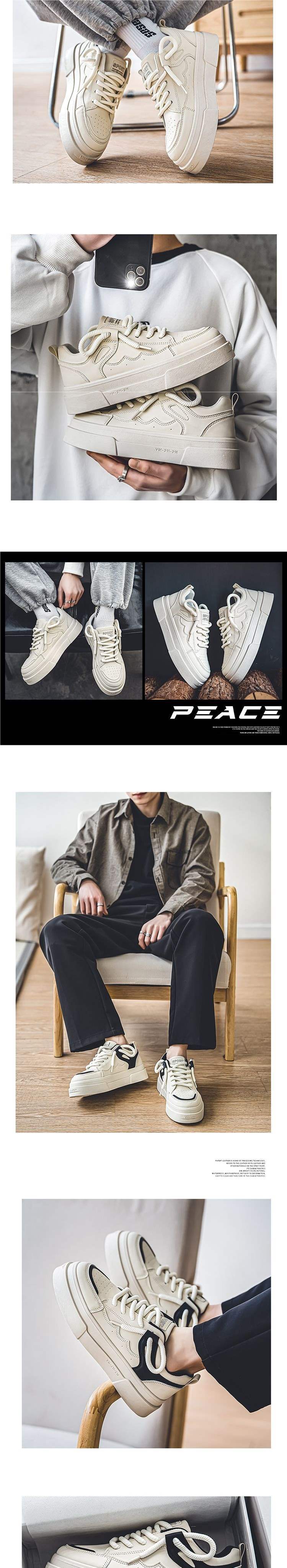 Spring and Summer Men's Shoes2025New Thick-Soled White Sneakers for Men Trendy Versatile Casual Sports Board Shoes