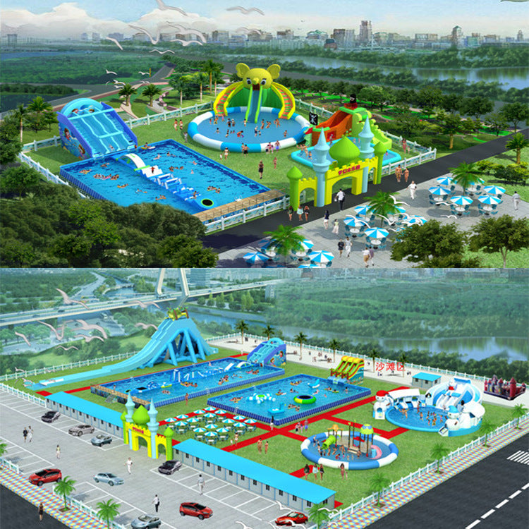 Inflatable Water Park Swimming Pool Pool Manufacturer Mobile Castle Equipment Bracket Breakthrough Slide Mobile Amusement
