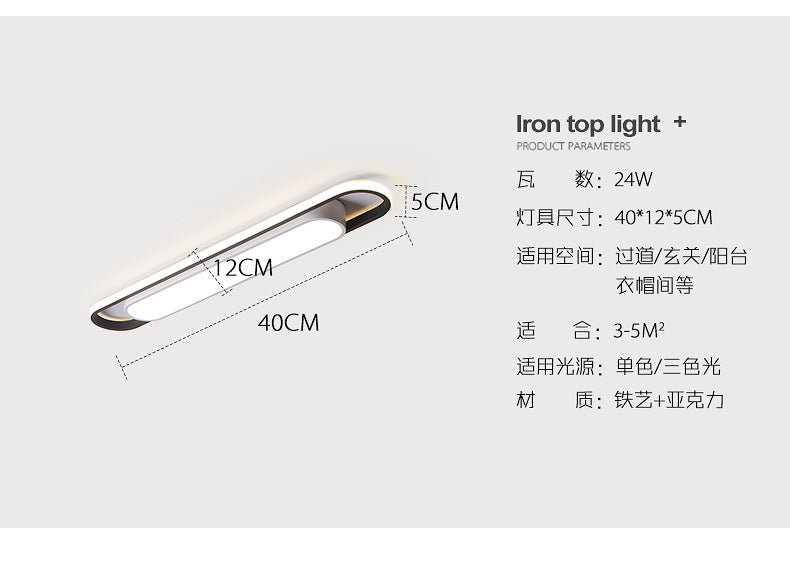 Aisle Light Corridor Light Modern Simple Entryway Porch Balcony Light Iron Art Long Strip Cloakroom led Ceiling Light Fixtures