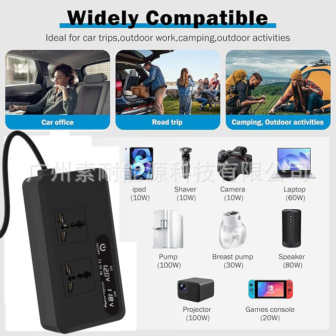 Hot Selling Car Inverter200W 12V Turn110V/220V Double USB Type-C Mouth inverter