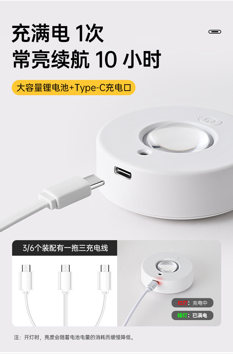 Charging led Cabinet Light Magnetic Suction Wine Cabinet Wardrobe Light Remote Control RGB Ice Hockey Light Wiring-Free Large Cat Eye Light