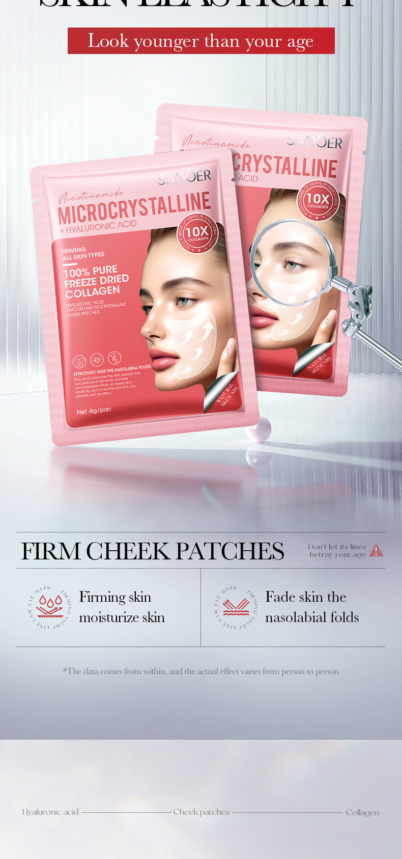 Hyaluronic Acid Microcrystalline Nasolabial Fold Patch SADOER Moisturizing nasolabial fold patches  wholesale