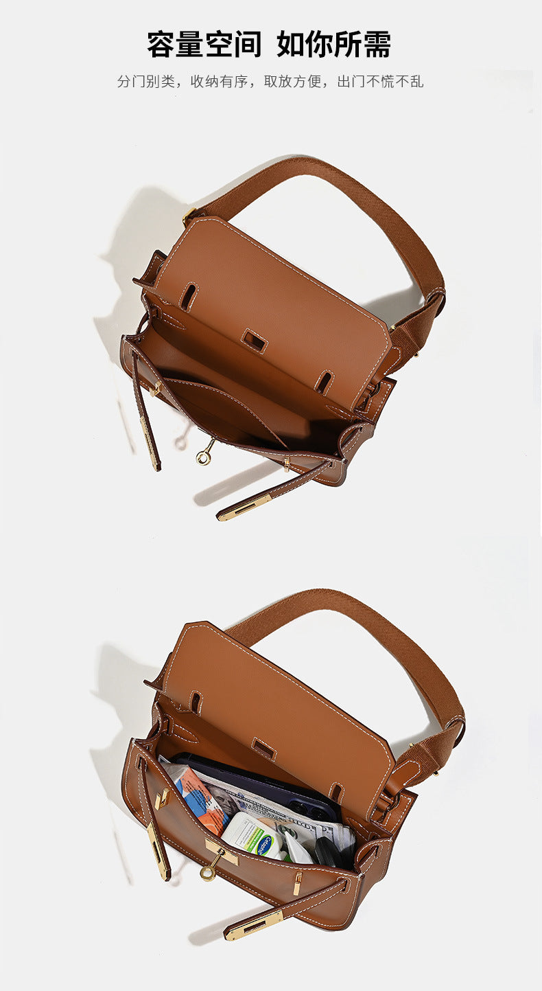 European and American retro new style high-end calfskin Kelly bag for women mini Gypsy Shoulder Crossbody Bag Genuine Leather Women's Bag